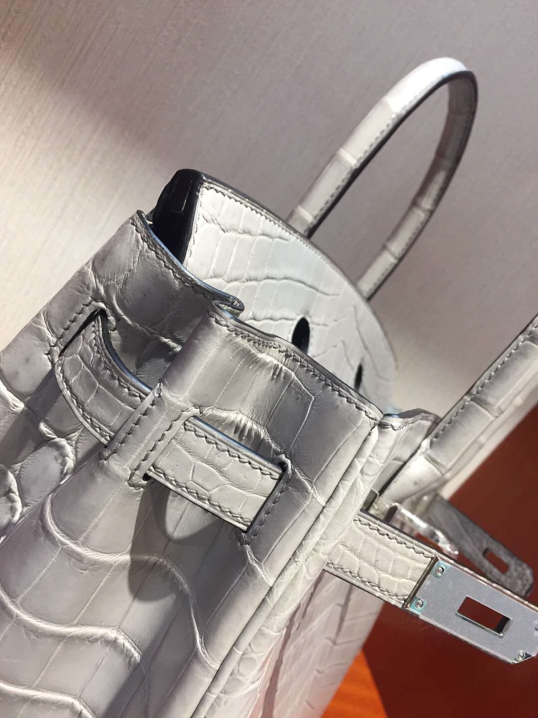 愛馬仕鱷魚鉑金包 Hermes Birkin 25 Bag CK80珍珠灰Pearl Grey霧面兩點鱷魚皮