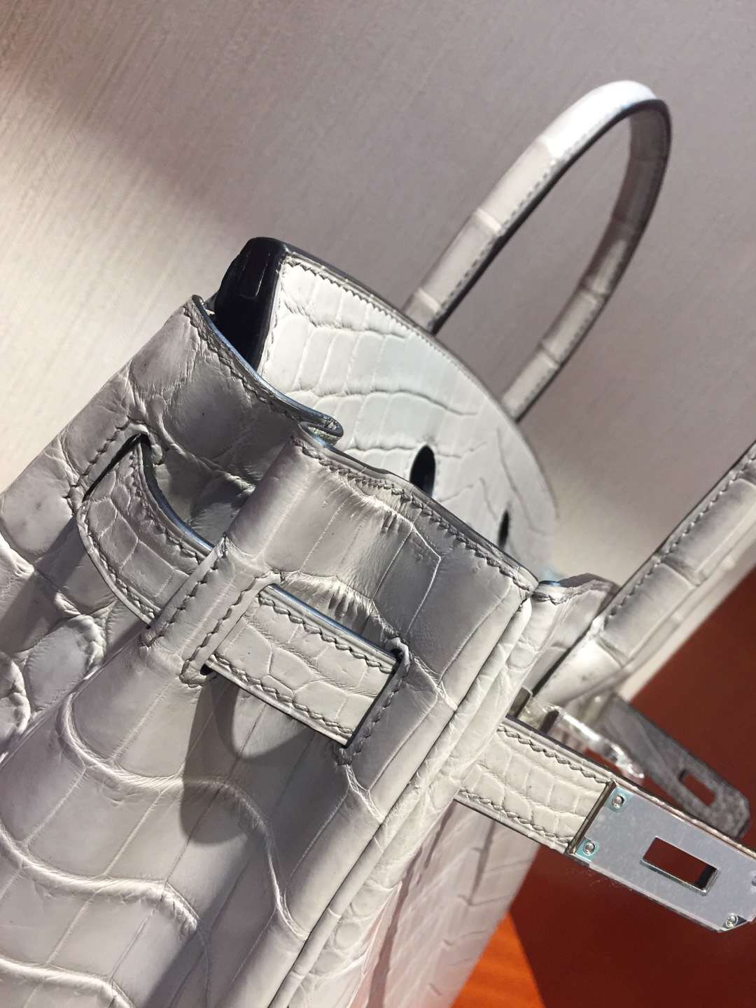 愛馬仕鱷魚鉑金包 Hermes Birkin 25 Bag CK80珍珠灰Pearl Grey霧面兩點鱷魚皮