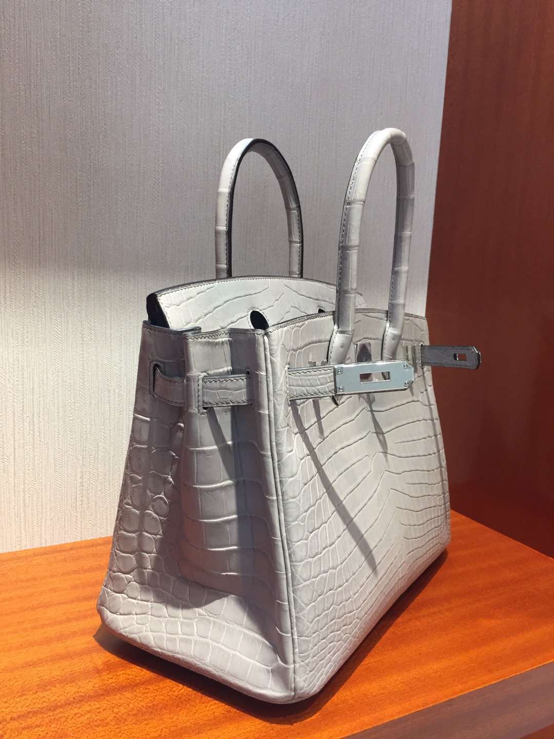 愛馬仕鱷魚鉑金包 Hermes Birkin 25 Bag CK80珍珠灰Pearl Grey霧面兩點鱷魚皮