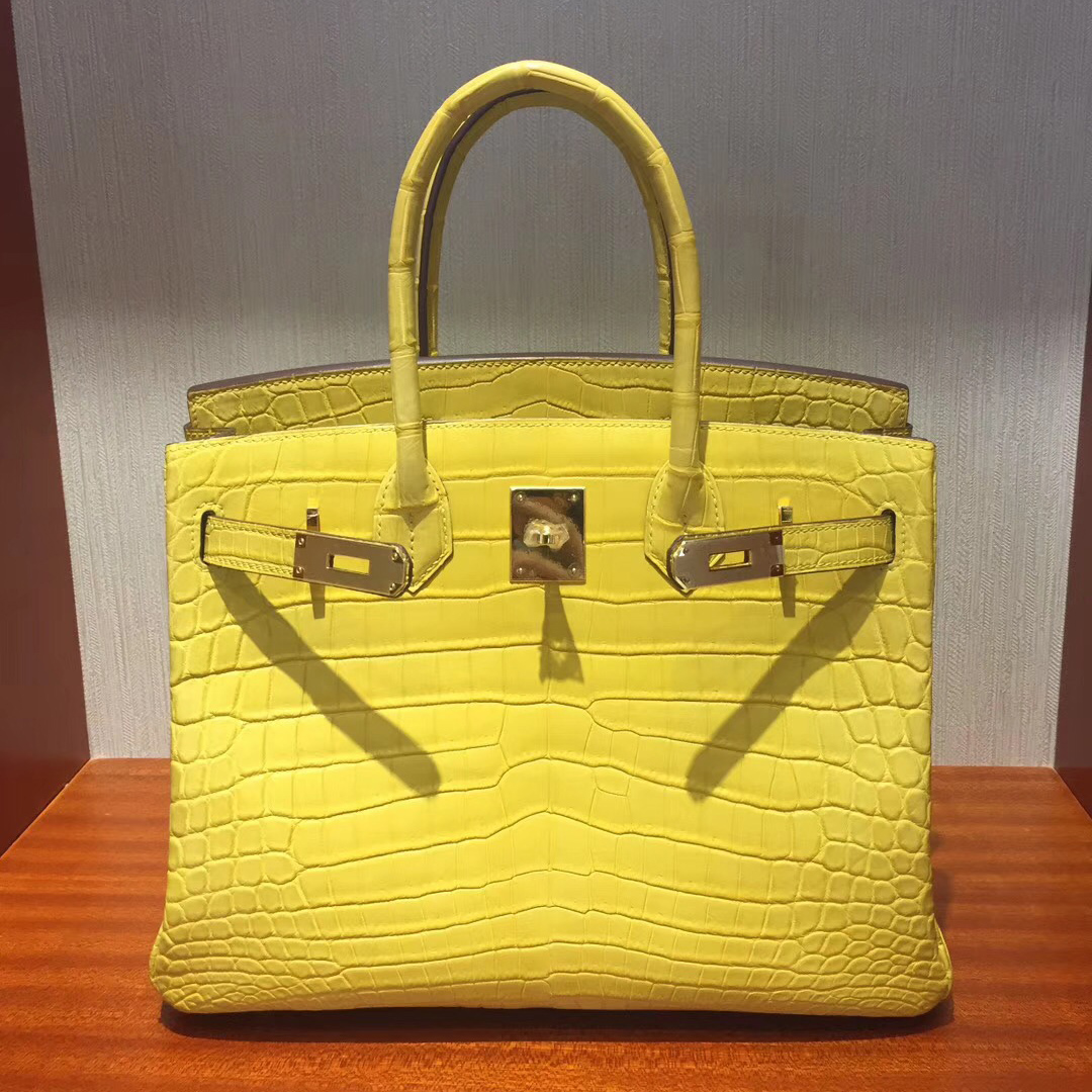 香港太古廣場專賣店Hermes Birkin 25cm Bag 霧面鱷魚皮 9R檸檬黃