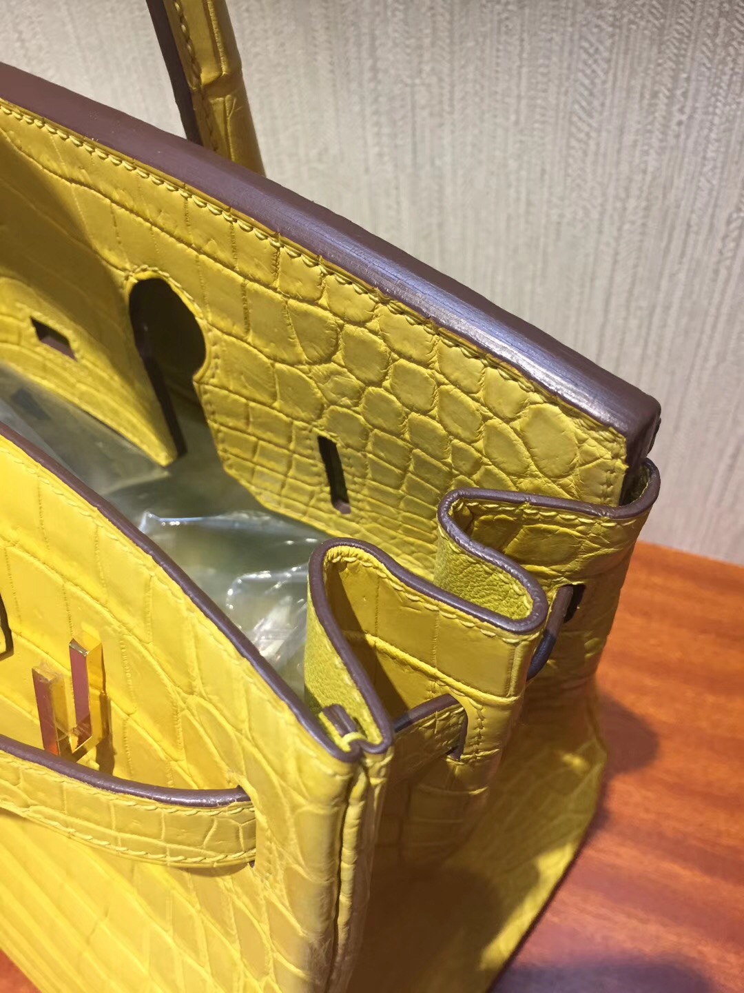 香港太古廣場專賣店Hermes Birkin 25cm Bag 霧面鱷魚皮 9R檸檬黃