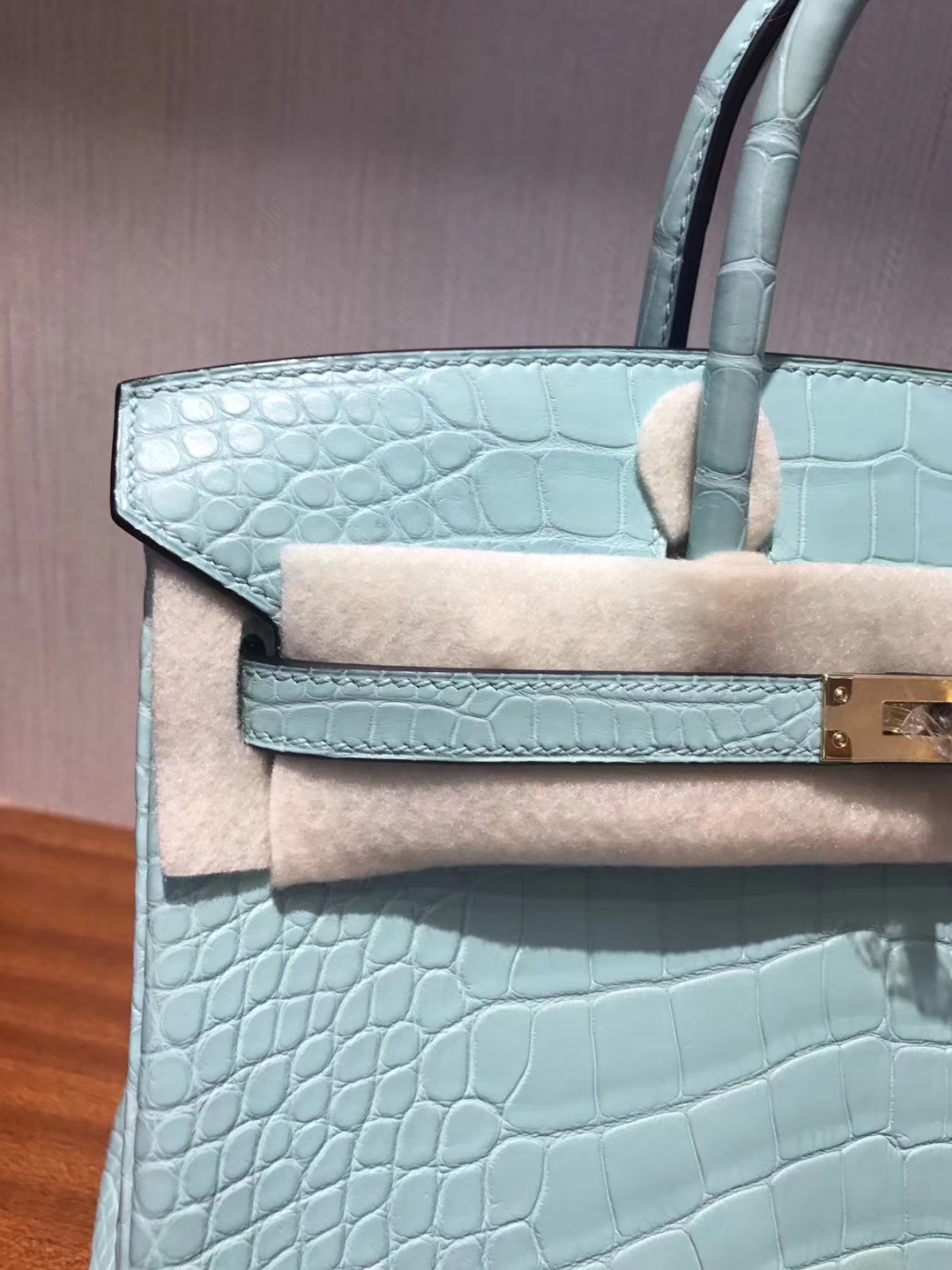 愛馬仕加拿大官網 Hermes Birkin 25亮面方塊鱷魚皮 6U薄荷綠/湖水綠