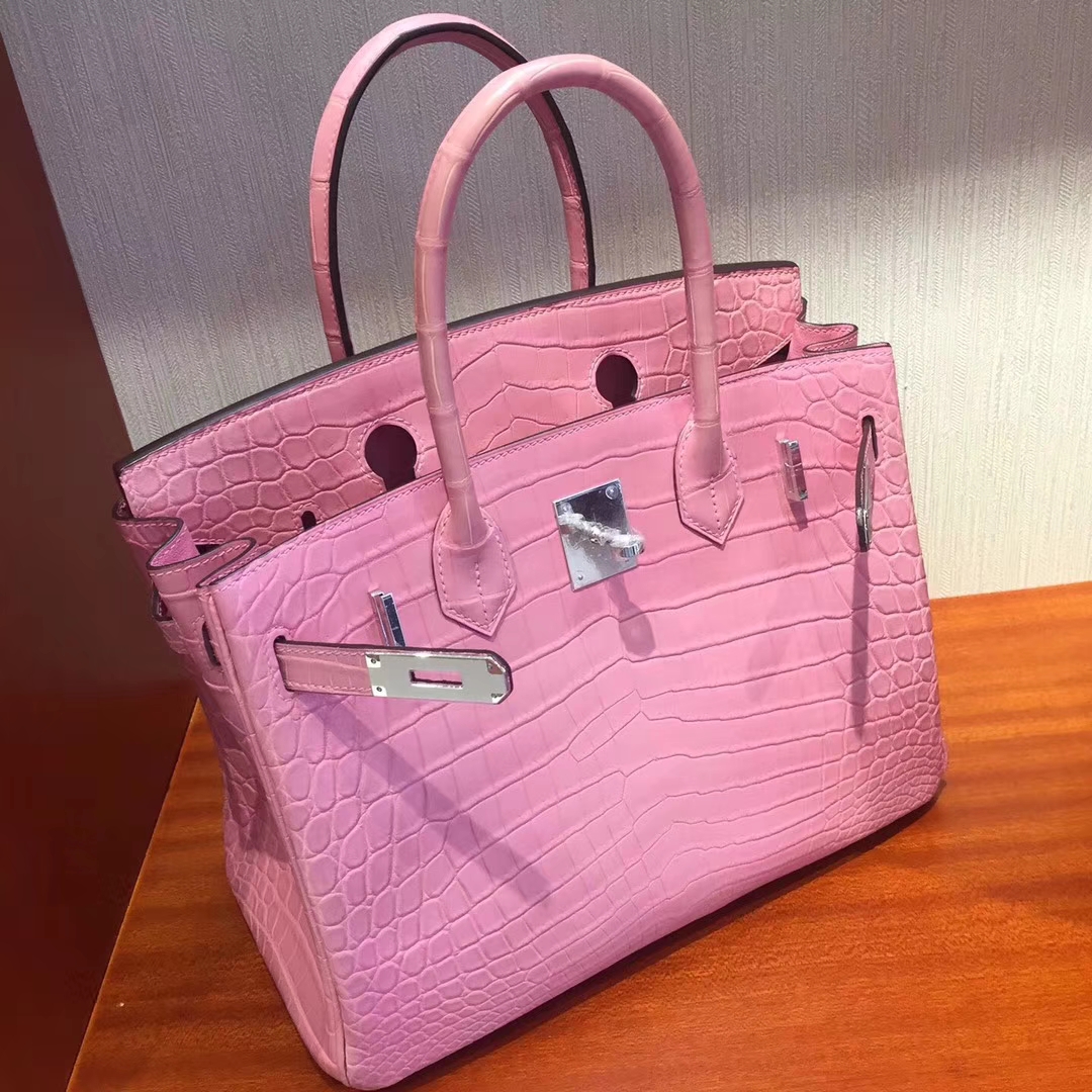 愛馬仕鉑金包價格 Hermes Birkin 25 5P Pink櫻花粉 霧面方塊 美洲鱷