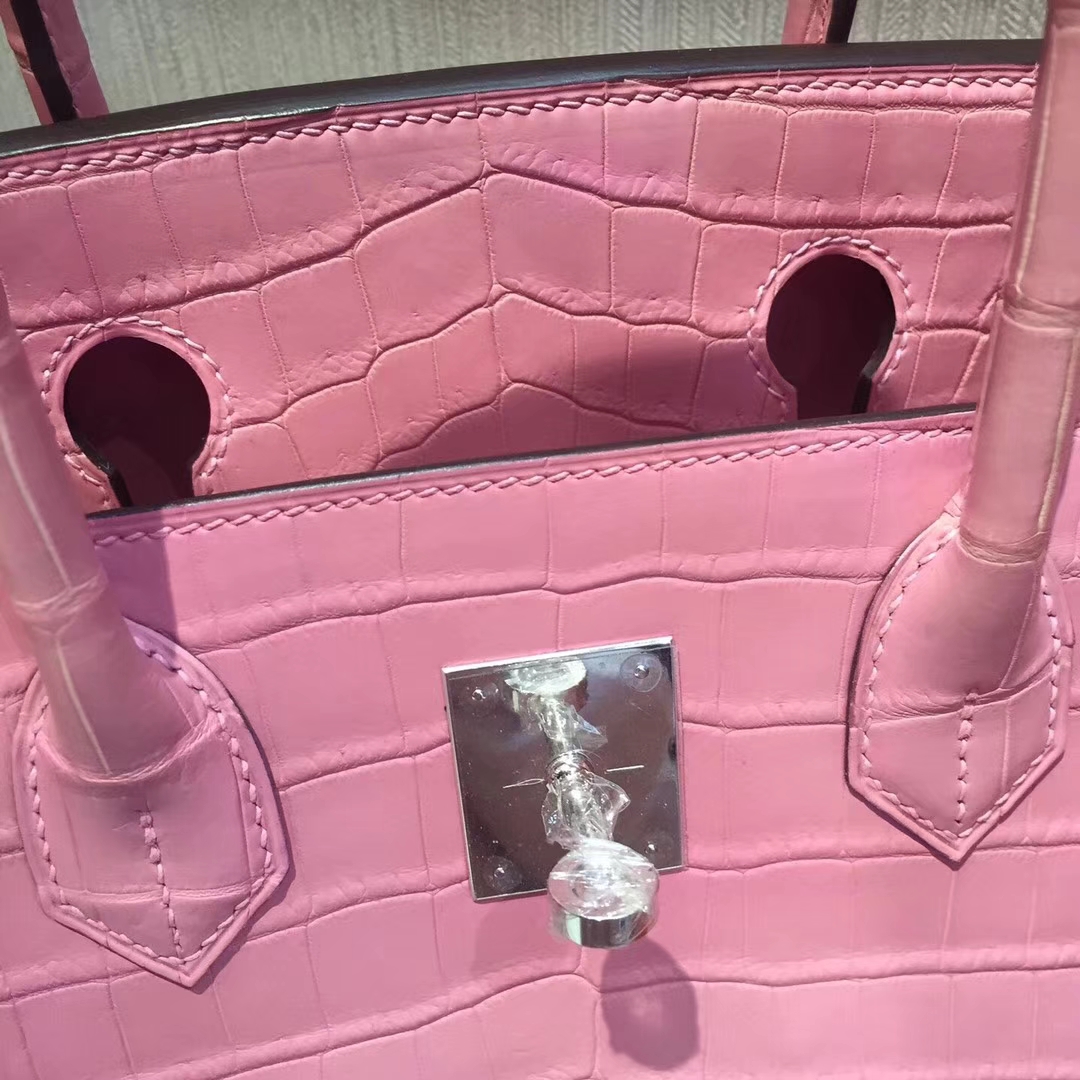 愛馬仕鉑金包價格 Hermes Birkin 25 5P Pink櫻花粉 霧面方塊 美洲鱷