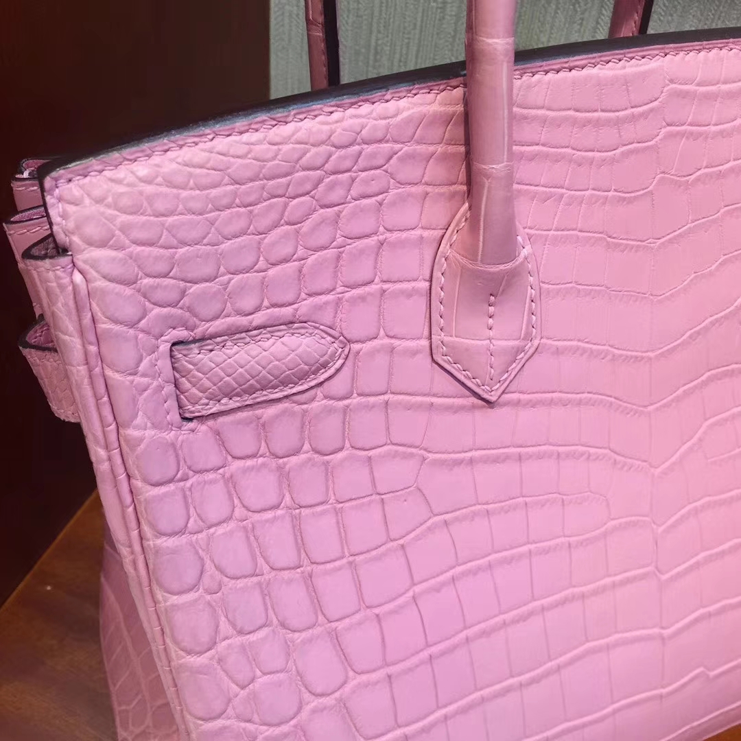 愛馬仕鉑金包價格 Hermes Birkin 25 5P Pink櫻花粉 霧面方塊 美洲鱷