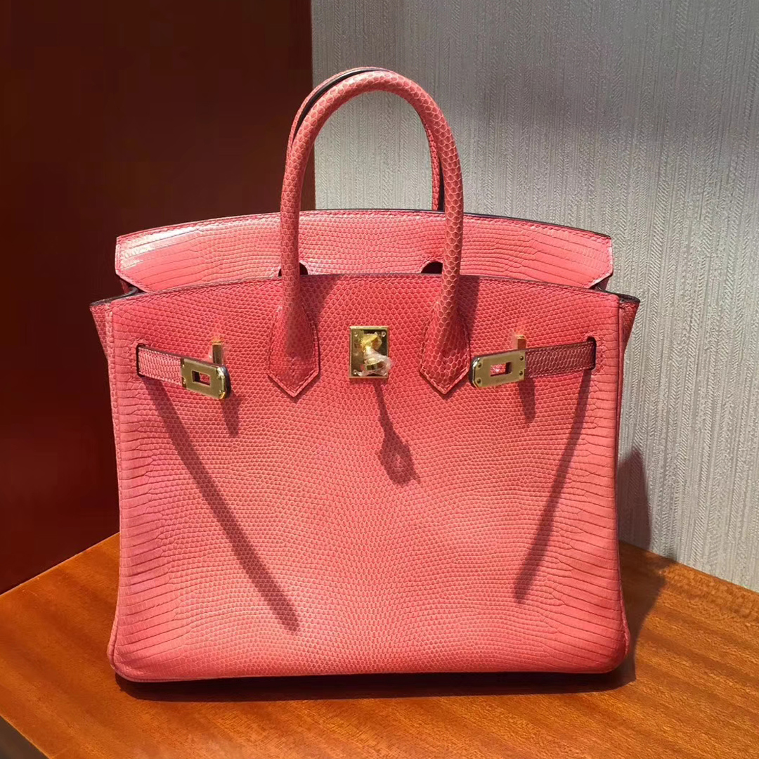 愛馬仕包包官網價格 Hermes Birkin 25cm Lizard 進口蜥蜴皮 8W唇膏粉