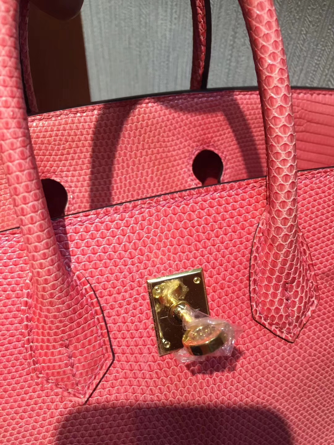 愛馬仕包包官網價格 Hermes Birkin 25cm Lizard 進口蜥蜴皮 8W唇膏粉