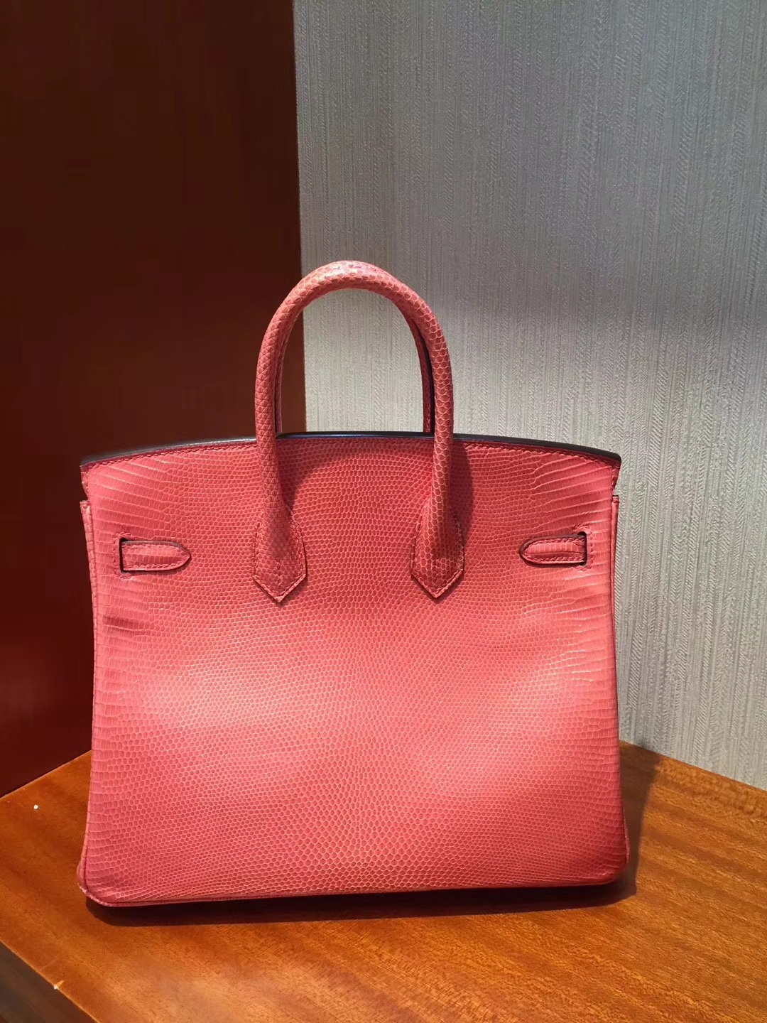 愛馬仕包包官網價格 Hermes Birkin 25cm Lizard 進口蜥蜴皮 8W唇膏粉