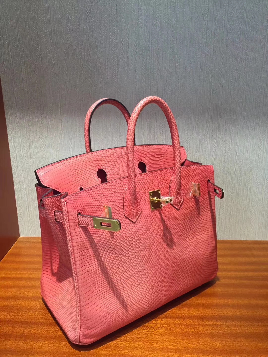 愛馬仕包包官網價格 Hermes Birkin 25cm Lizard 進口蜥蜴皮 8W唇膏粉