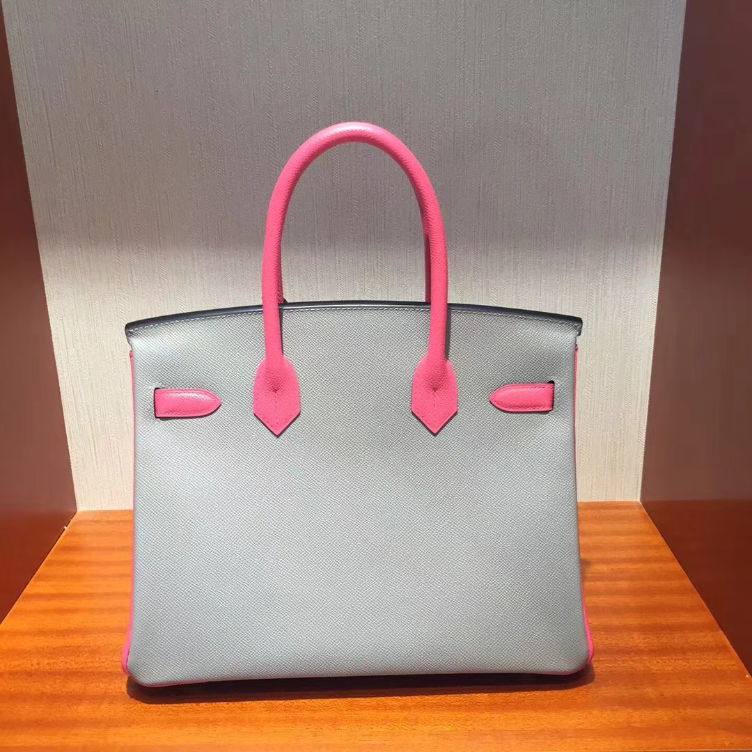 香港崇光百貨專賣店Hermes Birkin 30 Bag Epsom牛皮4Z海鷗灰/8W唇膏粉