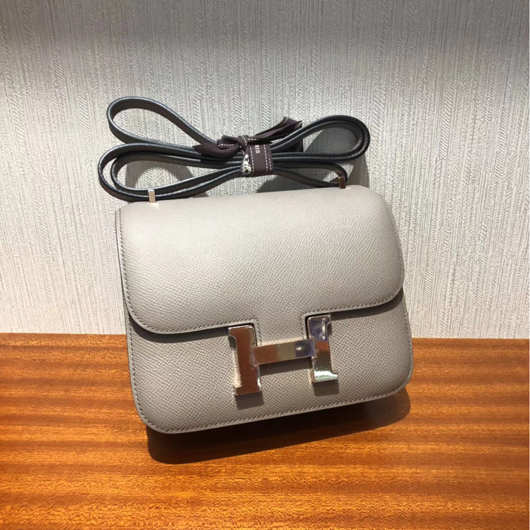 愛馬仕空姐包 Hermes Constance 18 Bag m8瀝青灰 Epsom手掌紋 玫瑰金扣