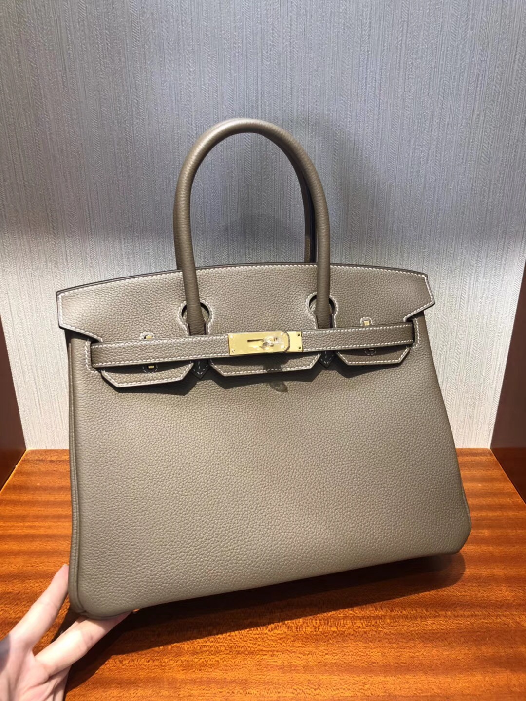 香港愛馬仕鉑金包 Hermes Birkin 30 Bag CK18大象灰 Togo小牛皮 金扣