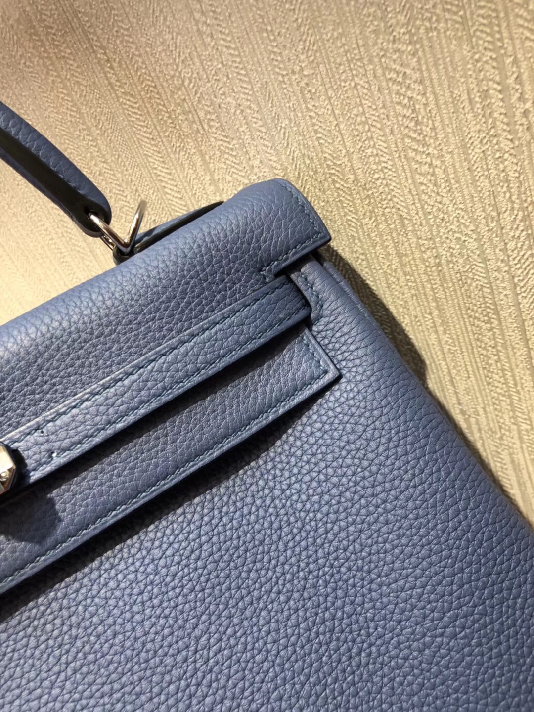 Hermes Kelly Bag 25cm R2玛瑙蓝 togo小牛皮原廠小牛皮 全手工蠟線縫 金扣