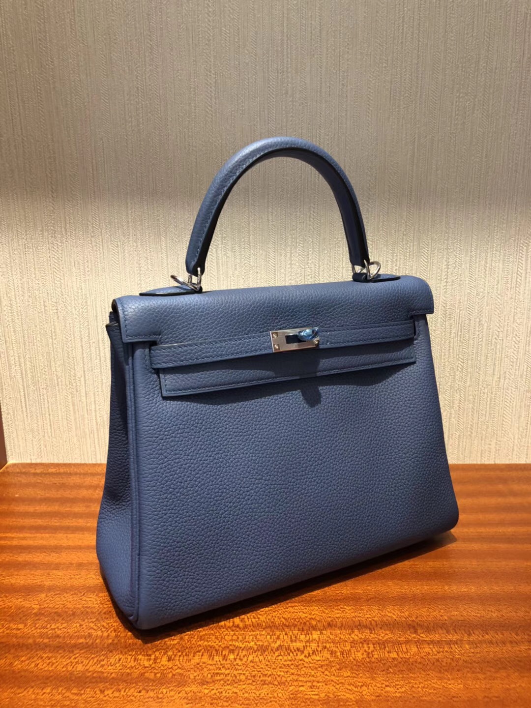 Hermes Kelly Bag 25cm R2玛瑙蓝 togo小牛皮原廠小牛皮 全手工蠟線縫 金扣