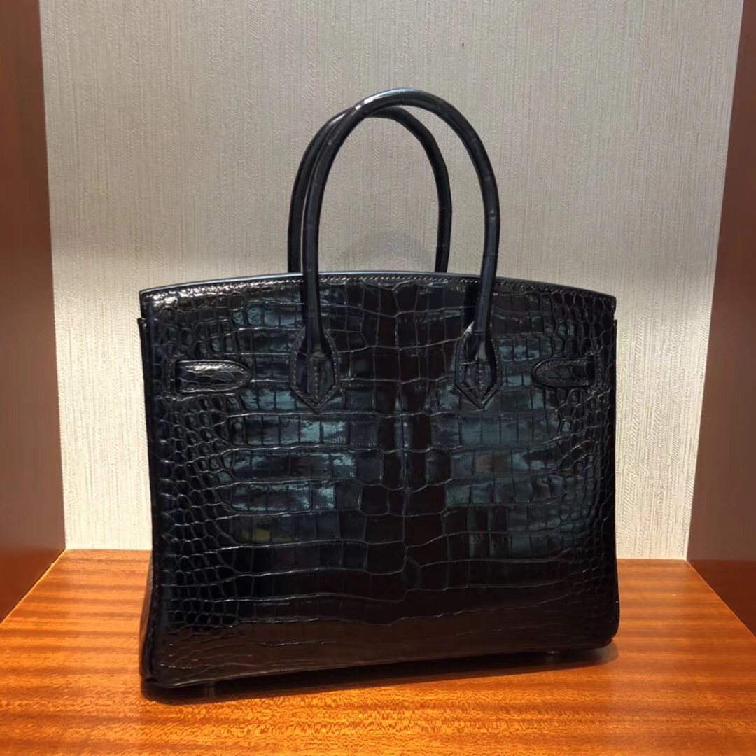 Hermes Birkin Bag 30cm CK89黑色 亮面倒V 澳洲灣鱷 金扣 完美紋路