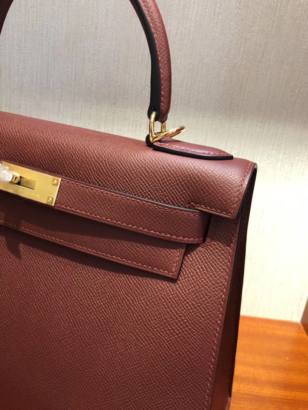 Hermes Bag Kelly 28 CK55愛馬仕紅Epsom手掌紋 全手工蠟線縫金扣