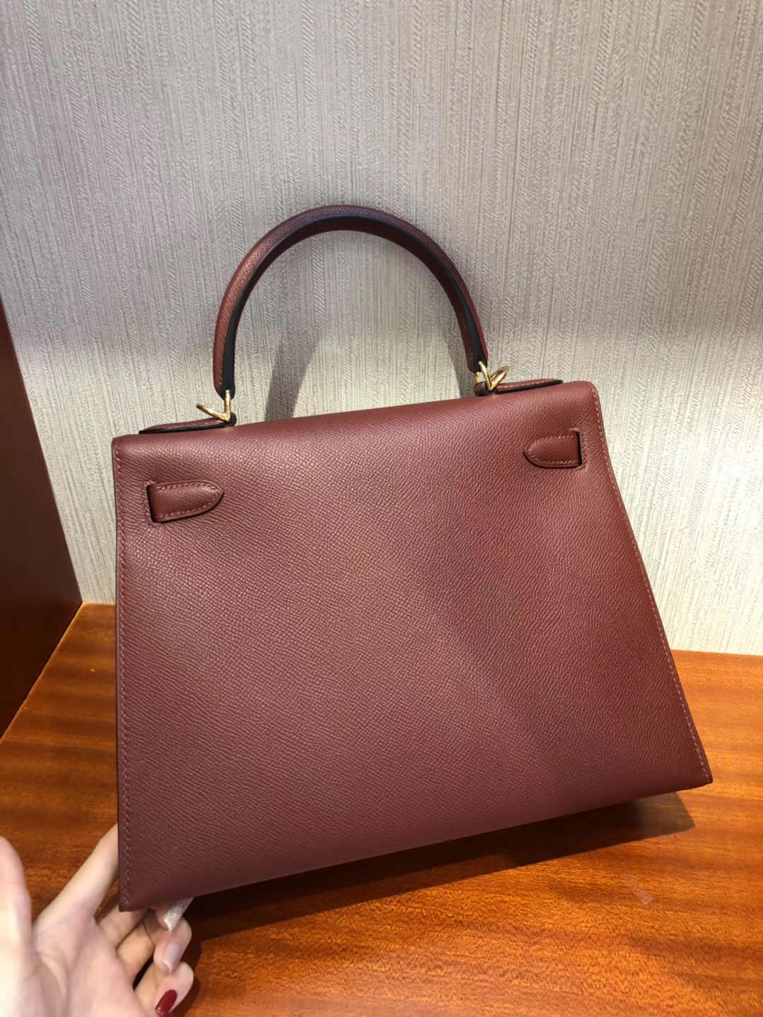 Hermes Bag Kelly 28 CK55愛馬仕紅Epsom手掌紋 全手工蠟線縫金扣