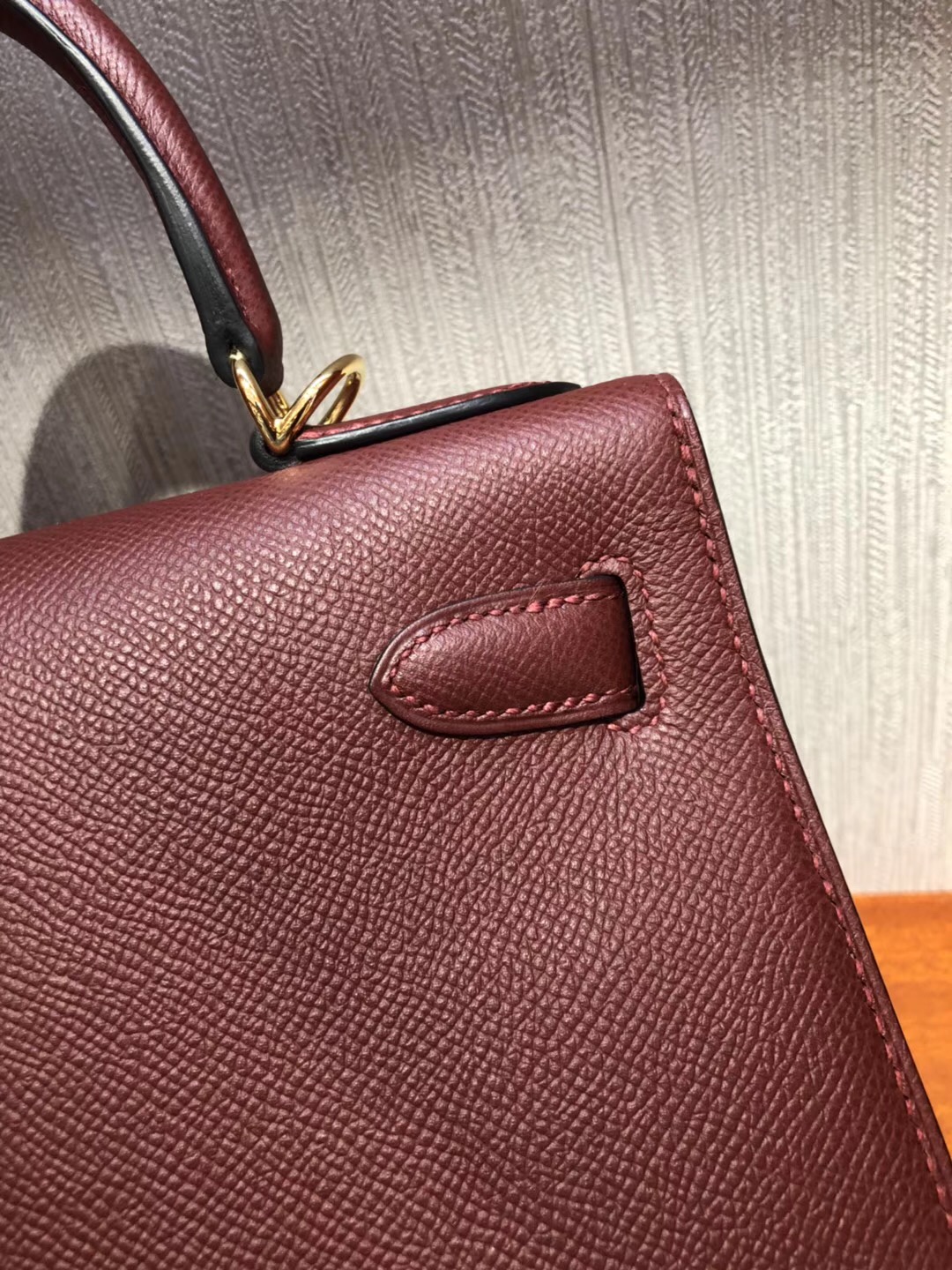 Hermes Bag Kelly 28 CK55愛馬仕紅Epsom手掌紋 全手工蠟線縫金扣