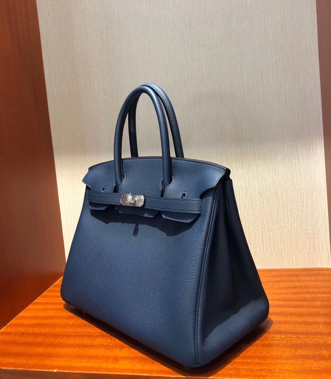 愛馬仕鉑金包包 Hermes Birkin 30cm Bag 1P鴨子藍 Togo小牛皮 金扣