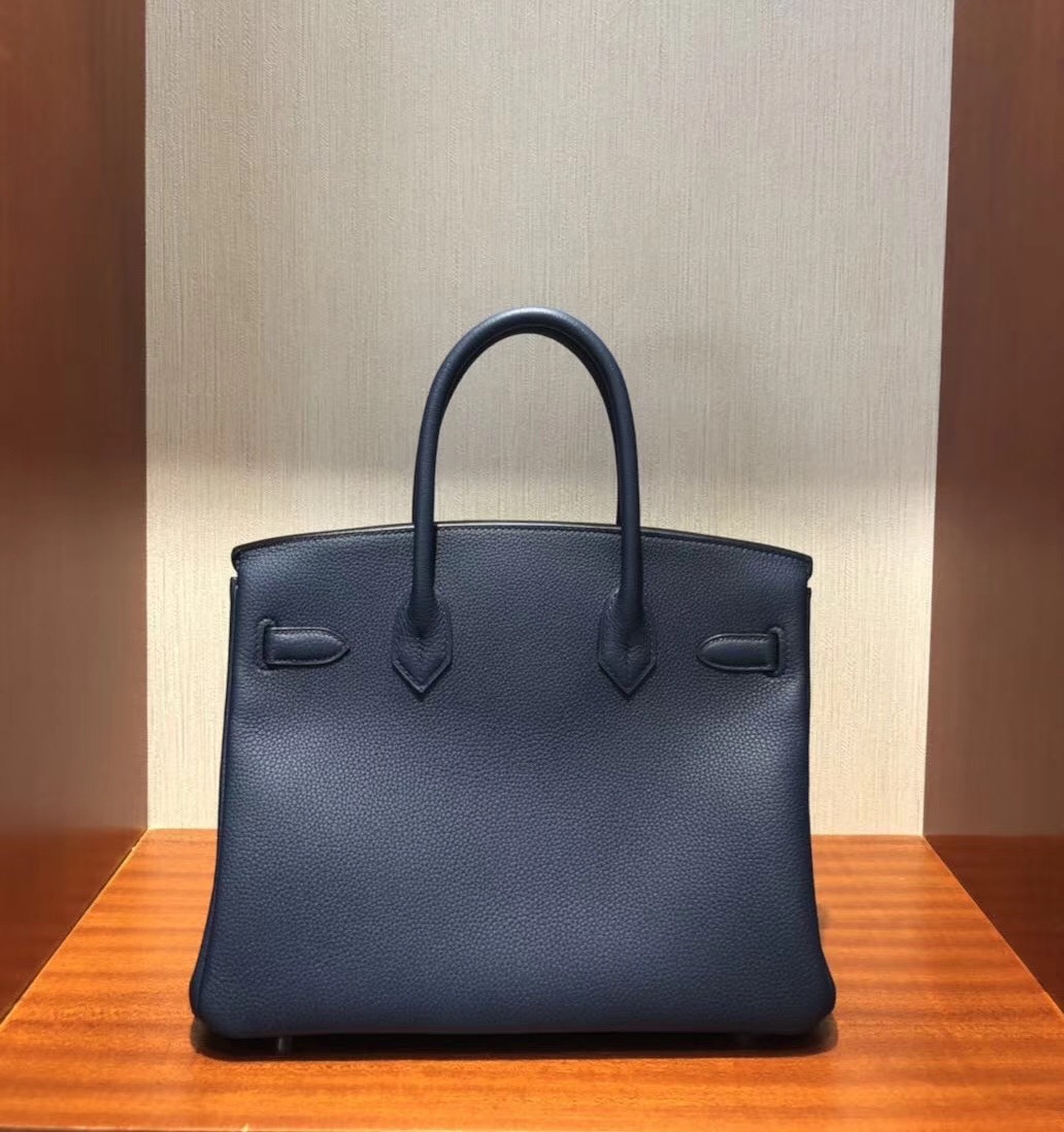 愛馬仕鉑金包包 Hermes Birkin 30cm Bag 1P鴨子藍 Togo小牛皮 金扣