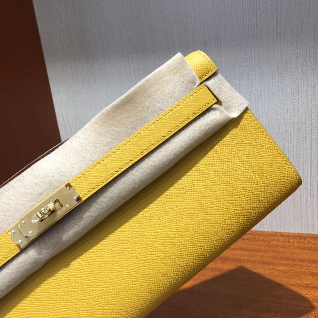 Hermes Kelly cut 31cm Epsom皮 9D琥珀黃 Ambre 金扣金屬 全手工臘線縫