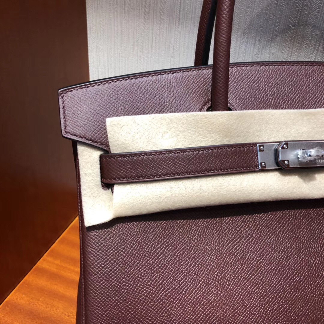 愛馬仕鉑金包價格Hermes Brikin 30 Bag CK57波爾多酒紅 Bordeaux Epsom牛皮 銀扣