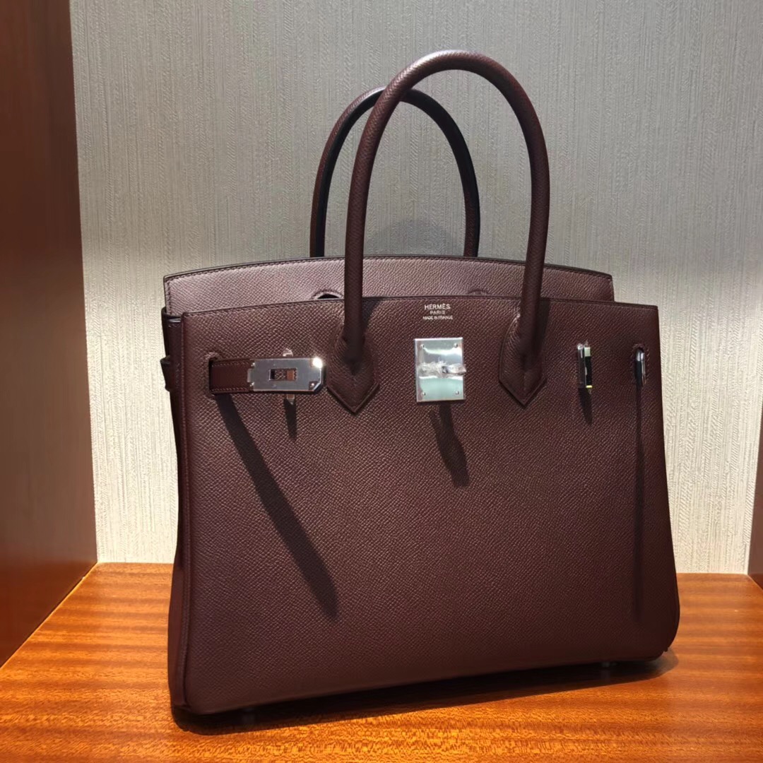 愛馬仕鉑金包價格Hermes Brikin 30 Bag CK57波爾多酒紅 Bordeaux Epsom牛皮 銀扣