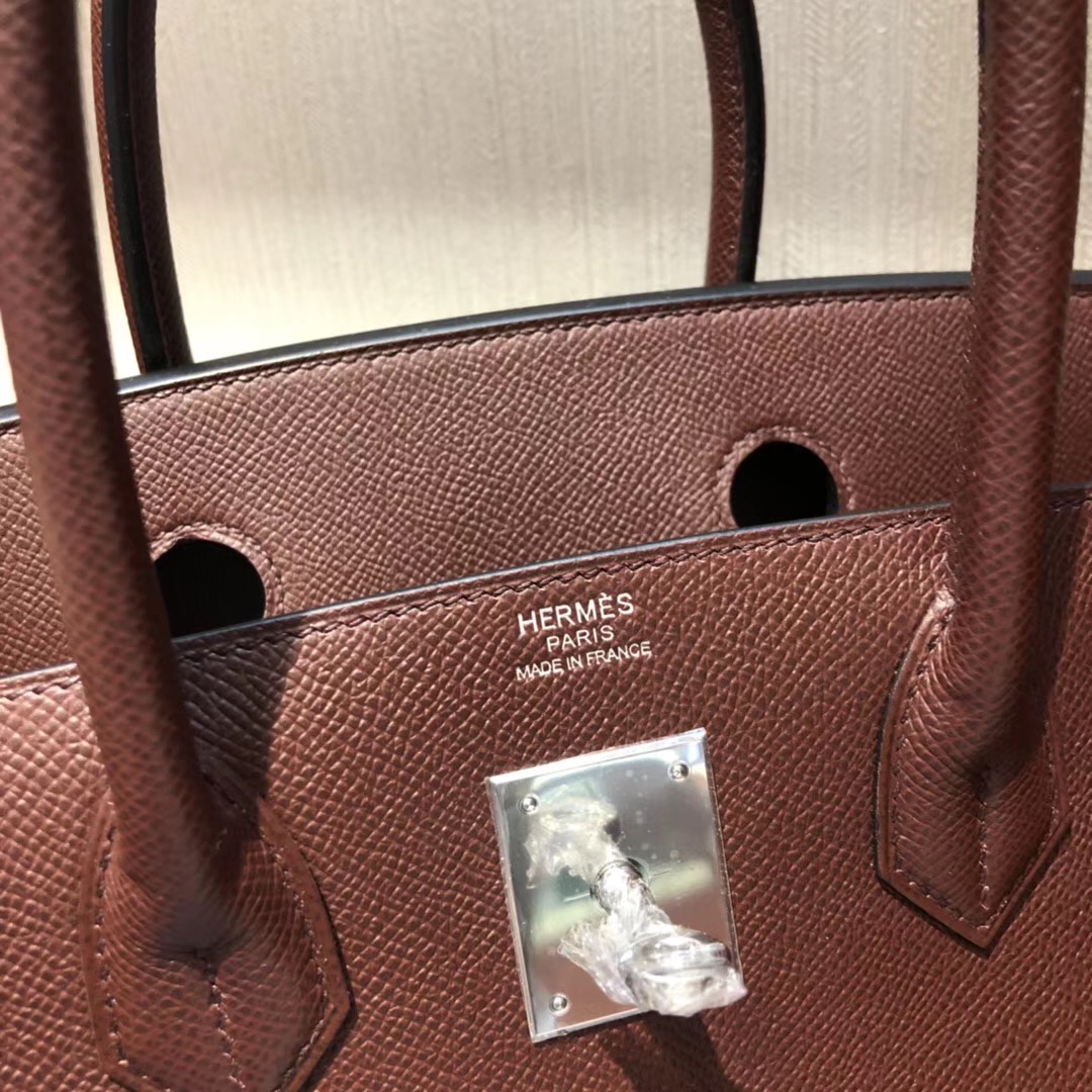 愛馬仕鉑金包價格Hermes Brikin 30 Bag CK57波爾多酒紅 Bordeaux Epsom牛皮 銀扣