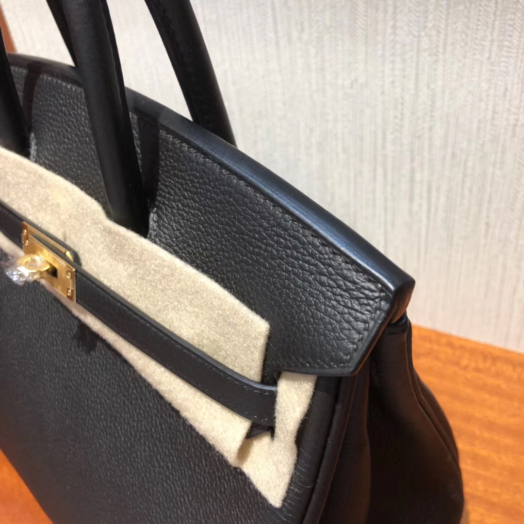 愛馬仕包包Hermes Birkin 25 Bag CK89 Black Togo GHW小牛皮 金扣