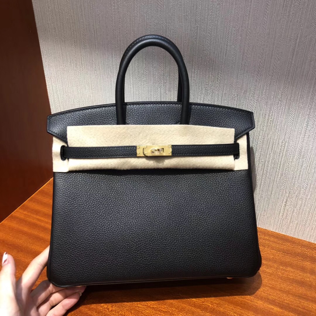 愛馬仕包包Hermes Birkin 25 Bag CK89 Black Togo GHW小牛皮 金扣