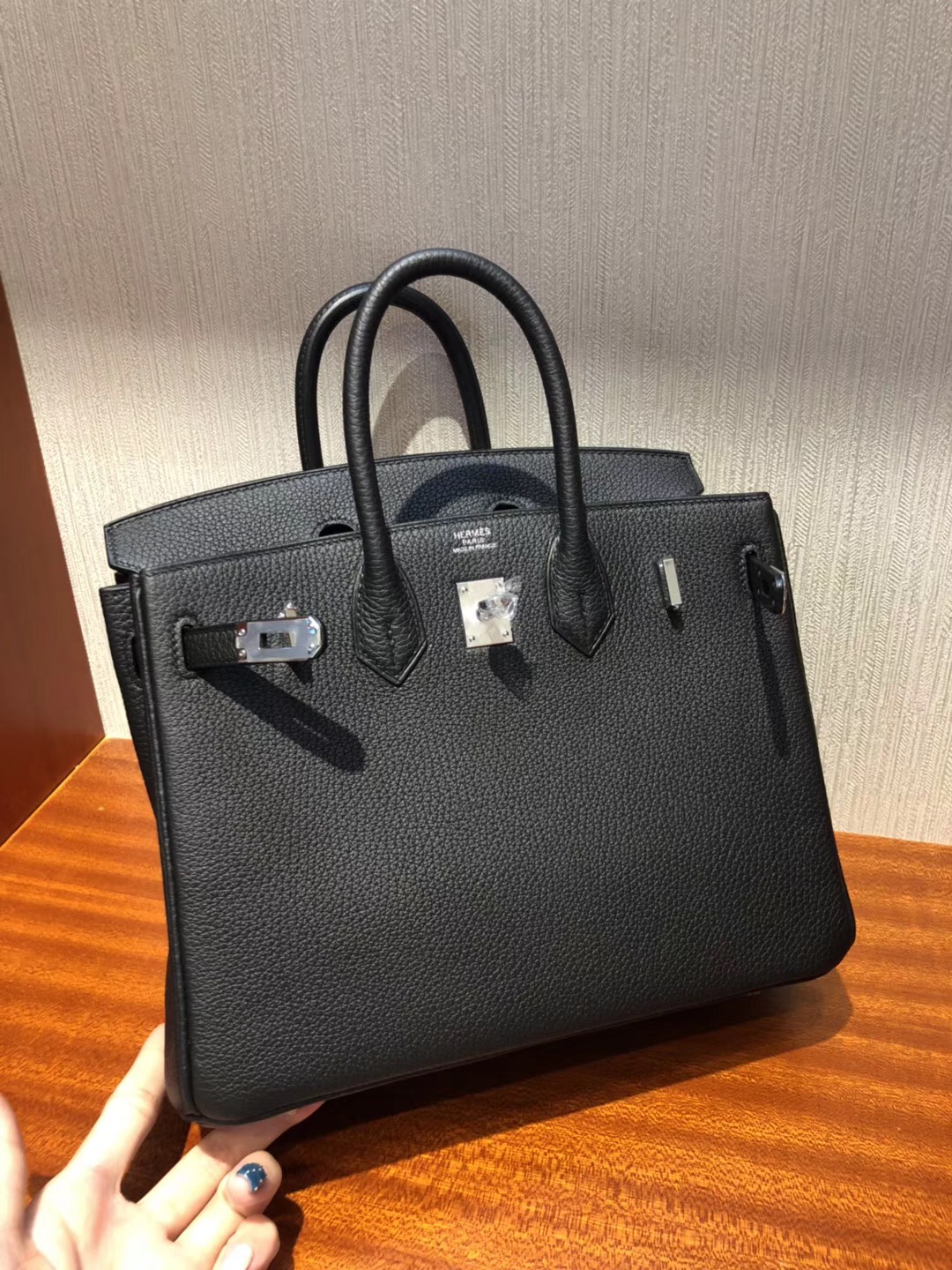 愛馬仕官網包包價格Hermes Birkin 25 Bag CK89 Black Togo GHW小牛皮 銀扣