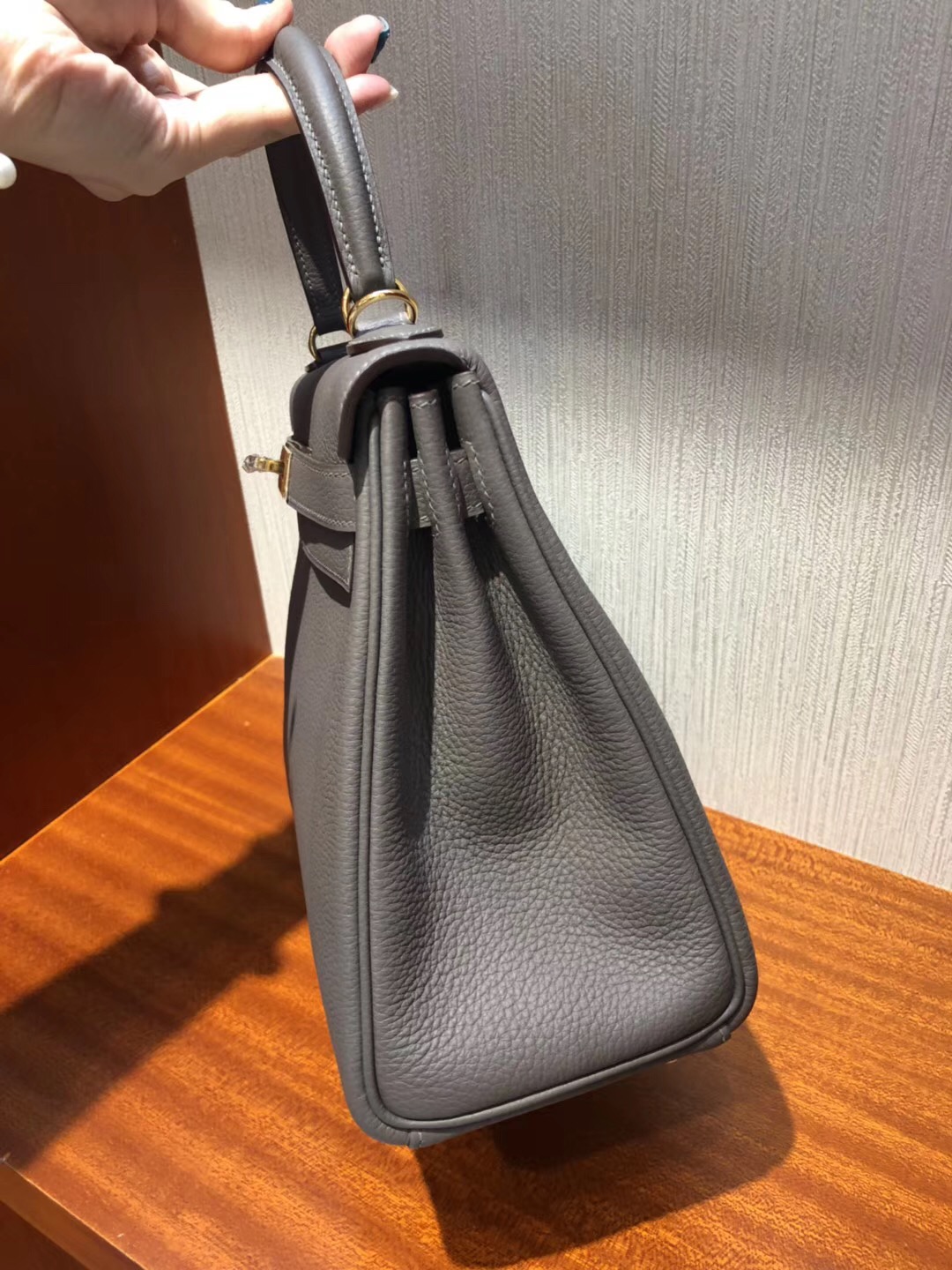 Hermes Kelly 28cm Bag togo小牛皮 禦用原廠小牛皮 8F錫器灰 全手工蠟線縫 金扣