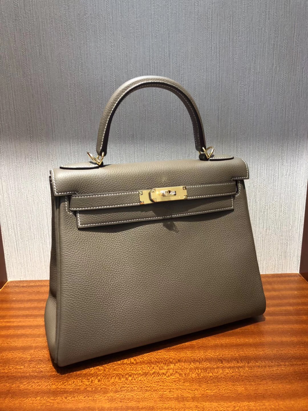 Hermes Kelly Bag 28cm togo小牛皮 原廠小牛皮 CK18大象灰 全手工蠟線縫