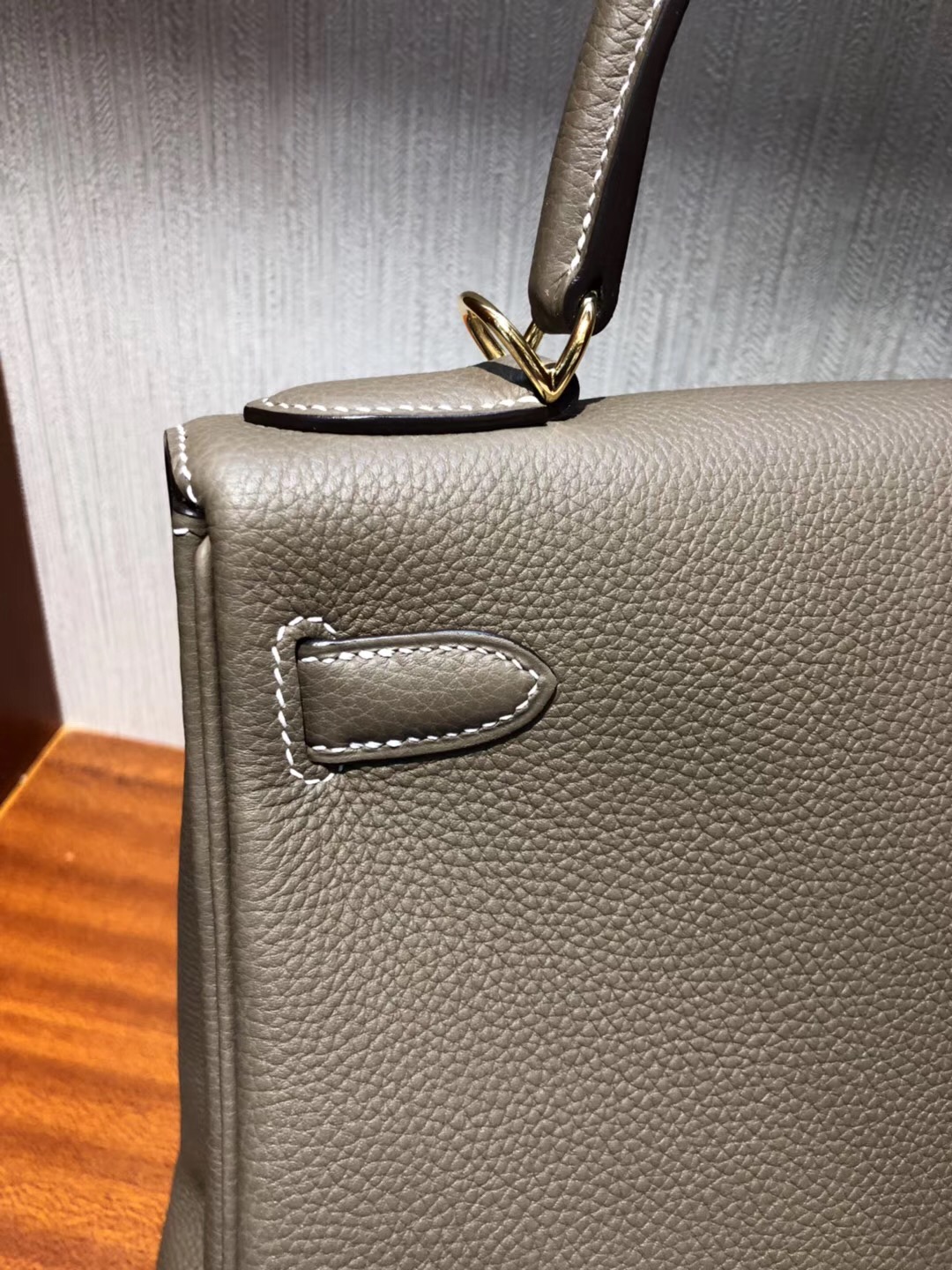 Hermes Kelly Bag 28cm togo小牛皮 原廠小牛皮 CK18大象灰 全手工蠟線縫