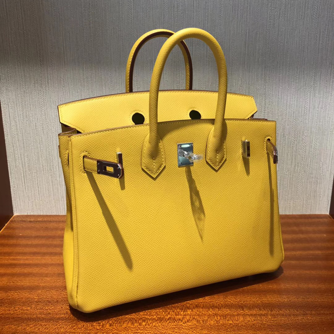 愛馬仕鉑金包包Hermes Birkin 25cm Bag epsom小牛皮 9D琥珀黃 Ambre 銀扣