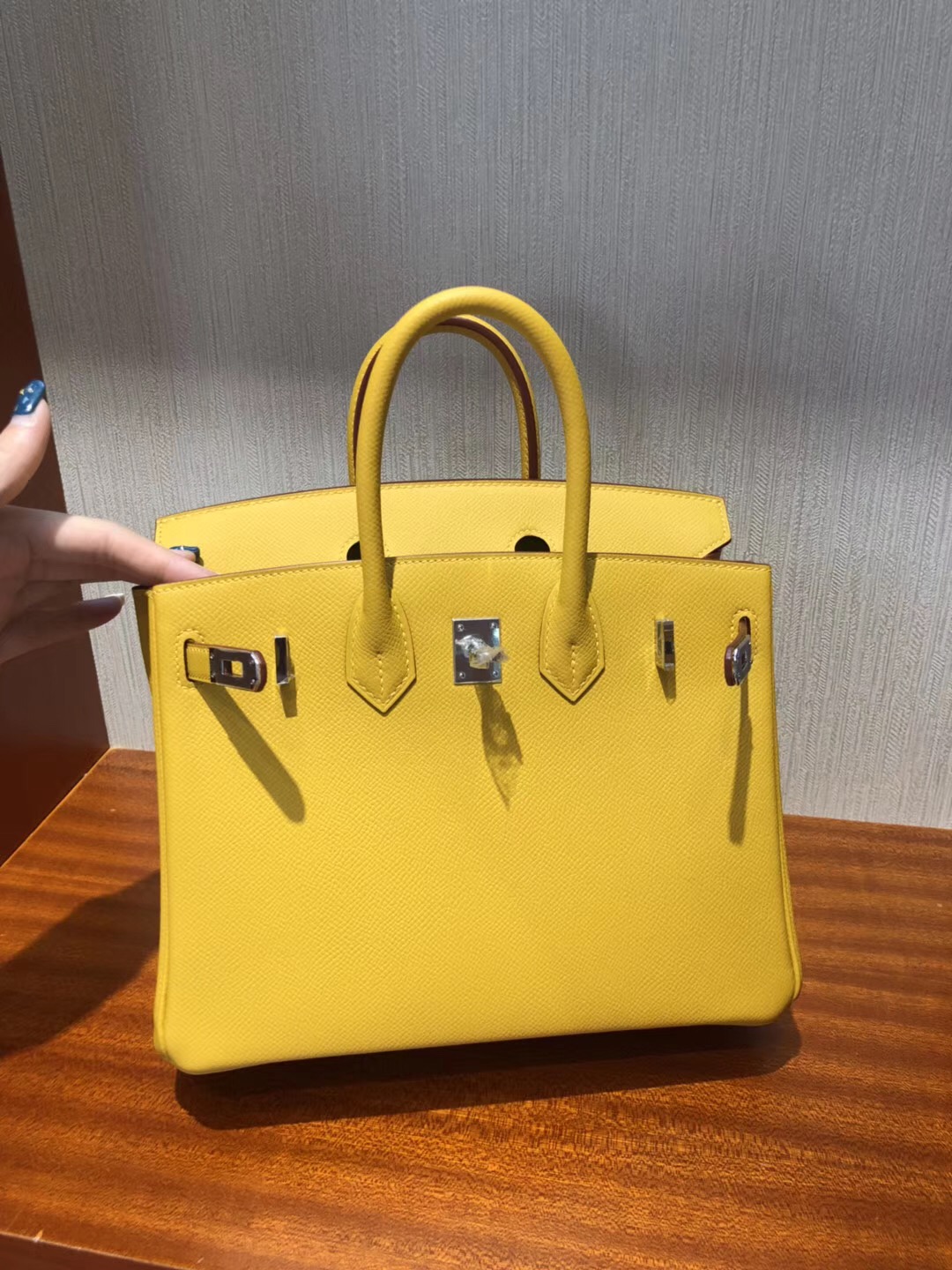 愛馬仕鉑金包包Hermes Birkin 25cm Bag epsom小牛皮 9D琥珀黃 Ambre 銀扣