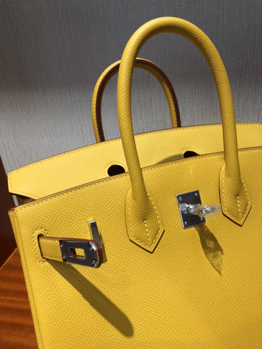 愛馬仕鉑金包包Hermes Birkin 25cm Bag epsom小牛皮 9D琥珀黃 Ambre 銀扣