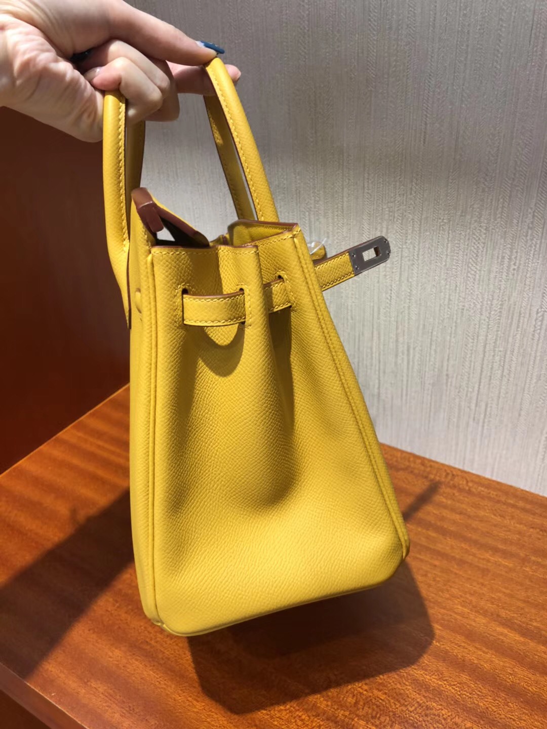 愛馬仕鉑金包包Hermes Birkin 25cm Bag epsom小牛皮 9D琥珀黃 Ambre 銀扣