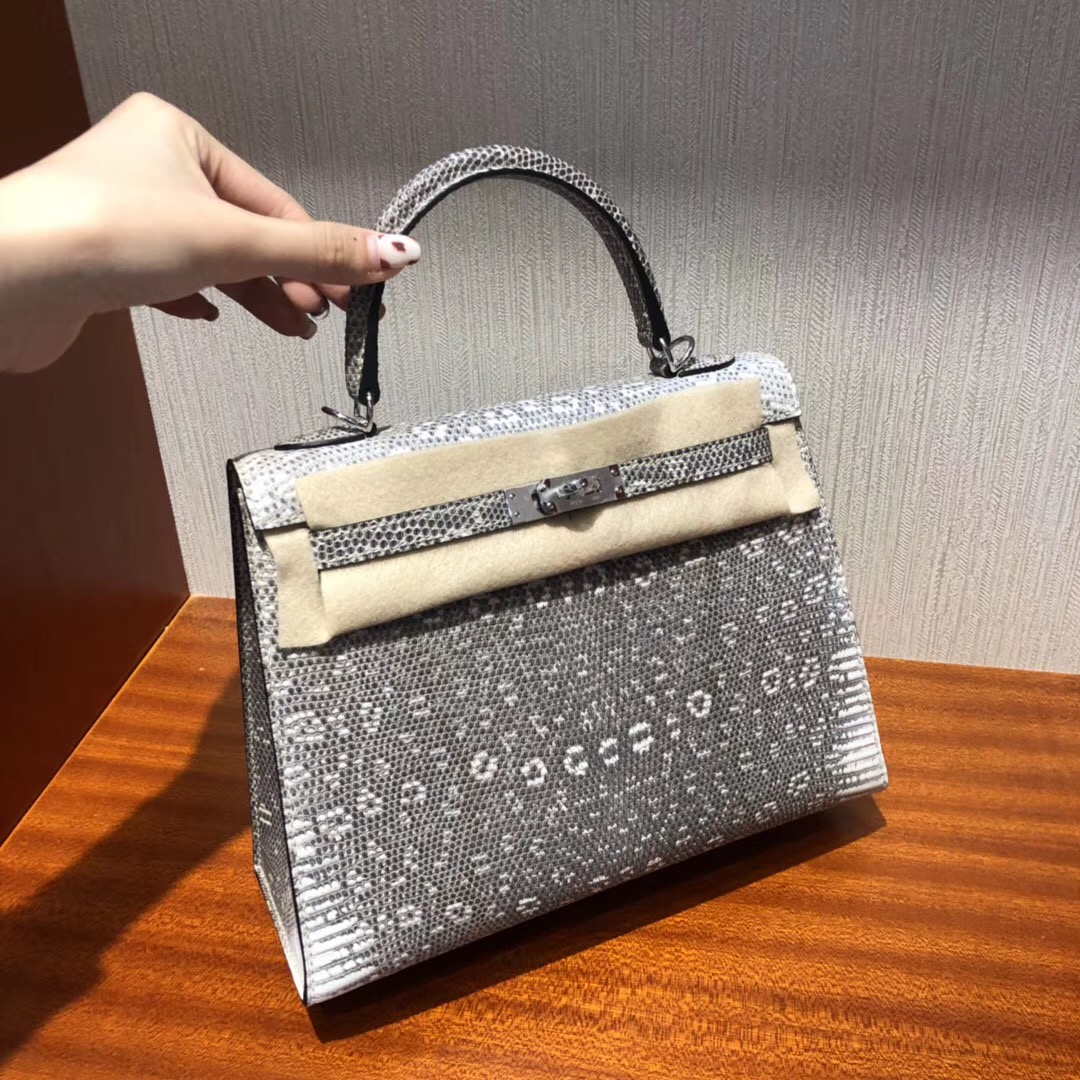 愛馬仕凱莉包 Hermes Kelly 25cm Bag 01自然色蜥蜴皮Lizard 全手工蜜蠟線縫