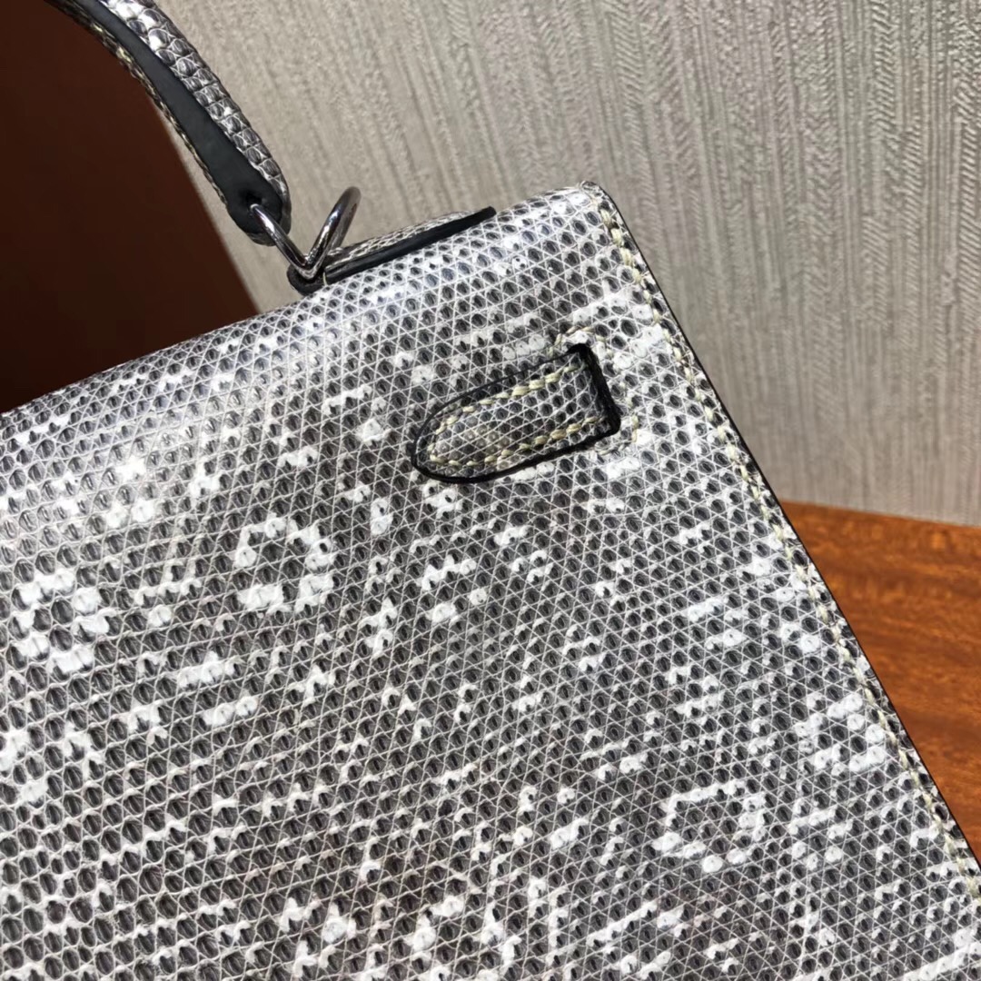 愛馬仕凱莉包 Hermes Kelly 25cm Bag 01自然色蜥蜴皮Lizard 全手工蜜蠟線縫