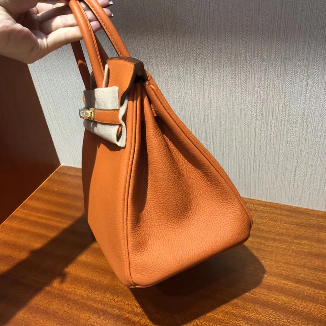 愛馬仕鉑金 Hermes Birkin 25cm Bag Togo小牛皮 CK93橙色orange 金扣