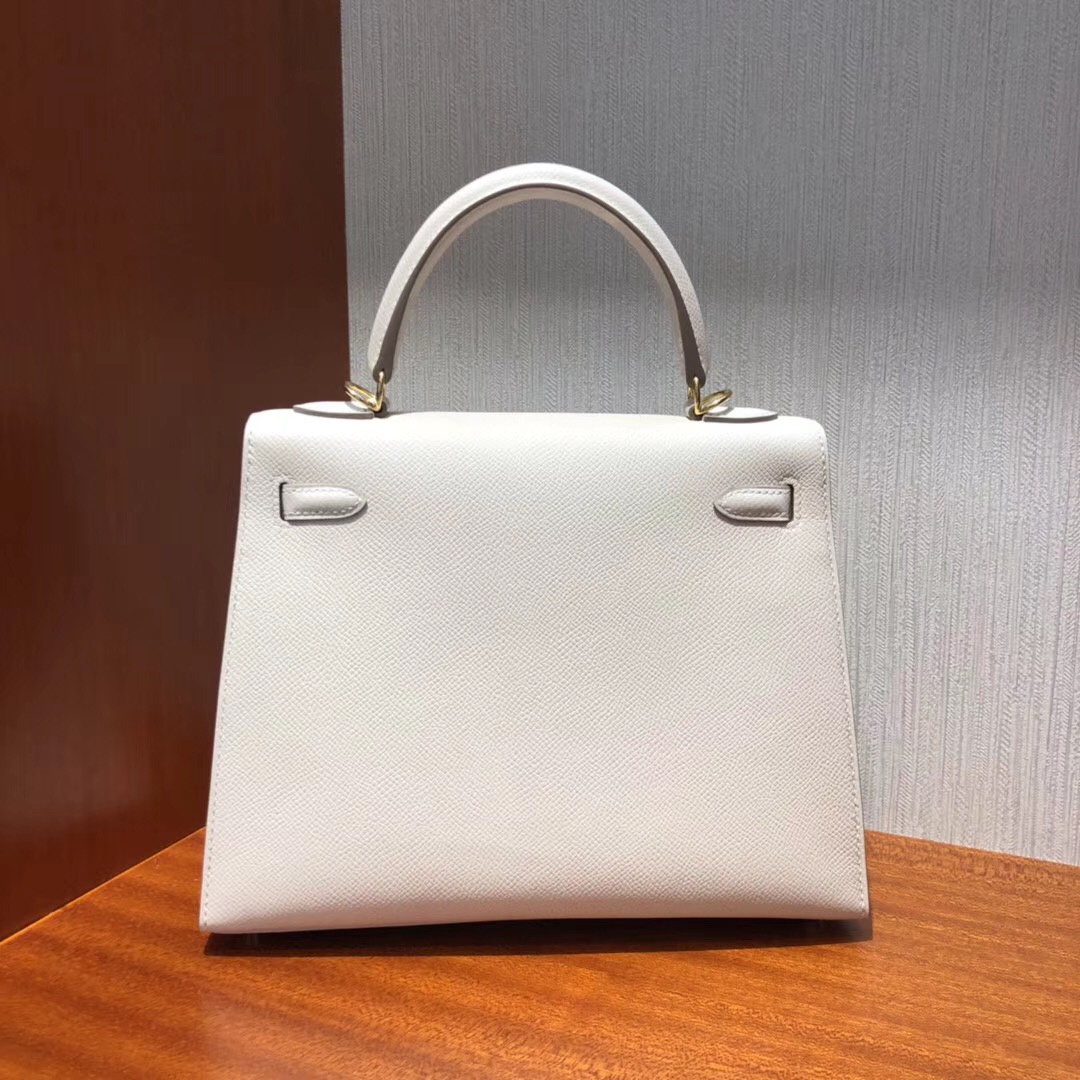 愛馬仕包包官網價格 Hermes Kelly 25 bag CK10奶昔白 Epsom皮手掌紋金扣