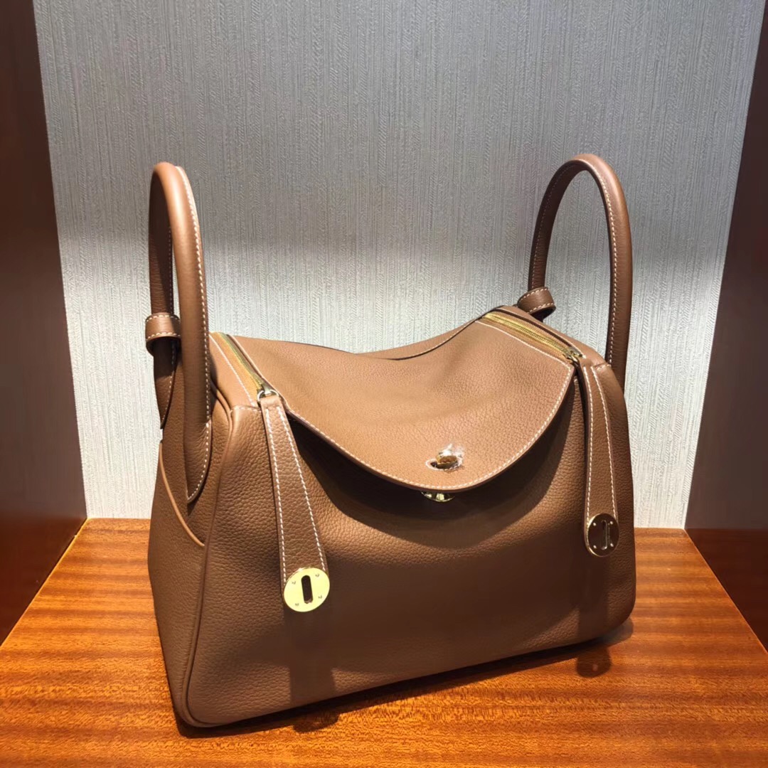 Hermes Lindy 30CM Bag 禦用原廠Togo小牛皮 CK37金棕色全手工蠟線縫