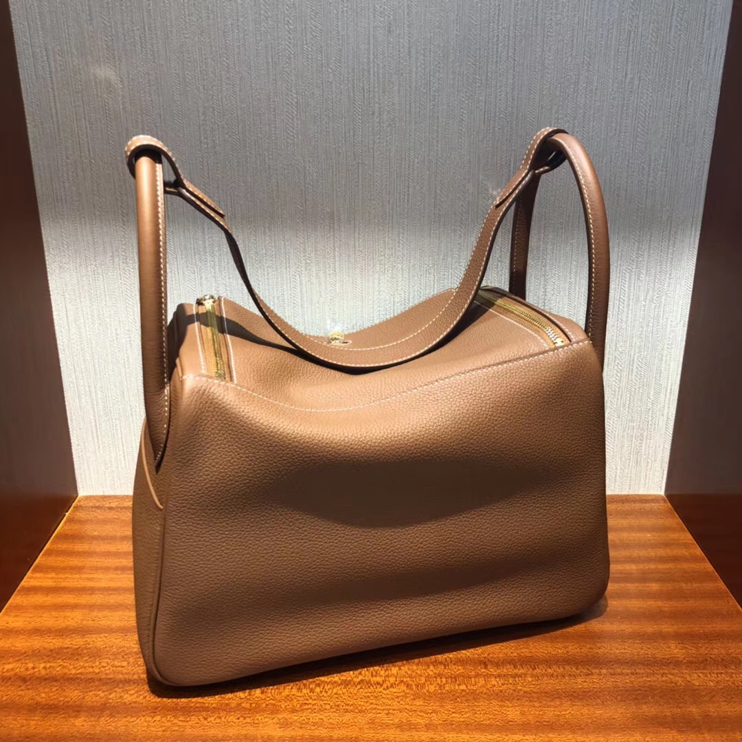 Hermes Lindy 30CM Bag 禦用原廠Togo小牛皮 CK37金棕色全手工蠟線縫