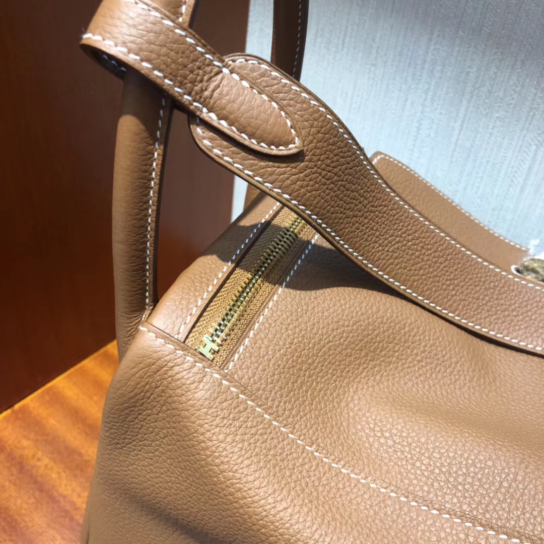 Hermes Lindy 30CM Bag 禦用原廠Togo小牛皮 CK37金棕色全手工蠟線縫