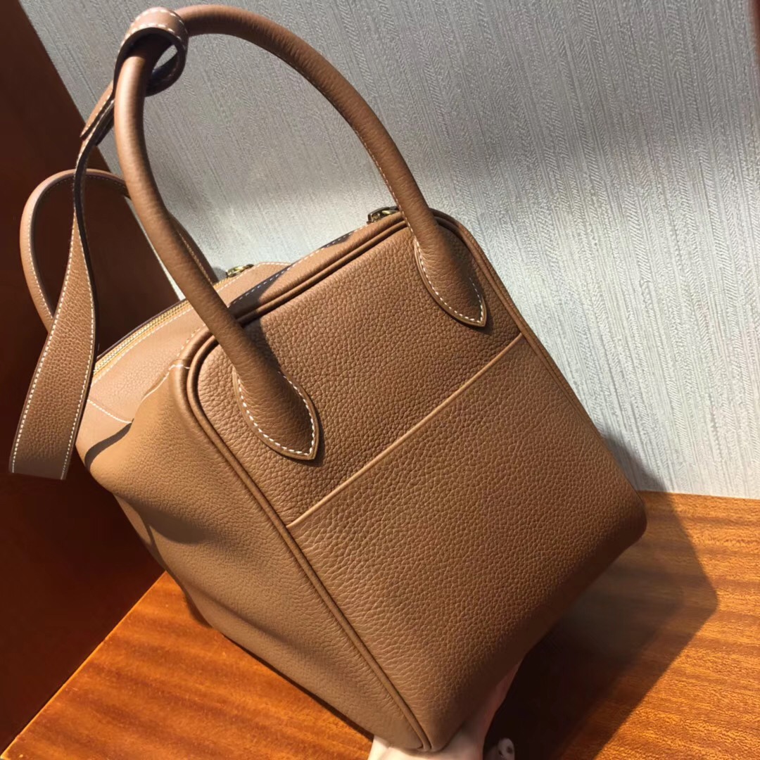 Hermes Lindy 30CM Bag 禦用原廠Togo小牛皮 CK37金棕色全手工蠟線縫