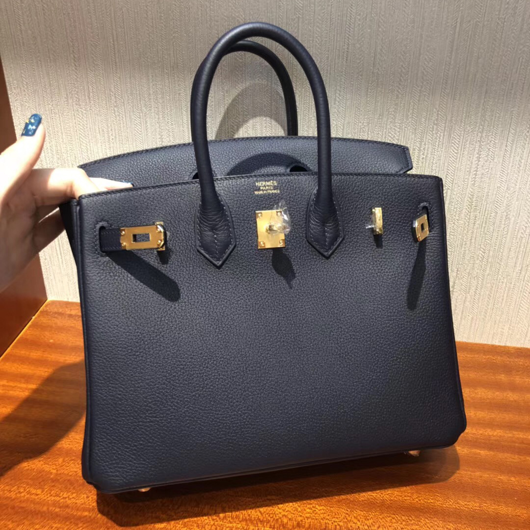 愛馬仕包包加拿大官網 Hermes Birkin 25cm Bag 2Z午夜藍 Togo小牛皮 金扣