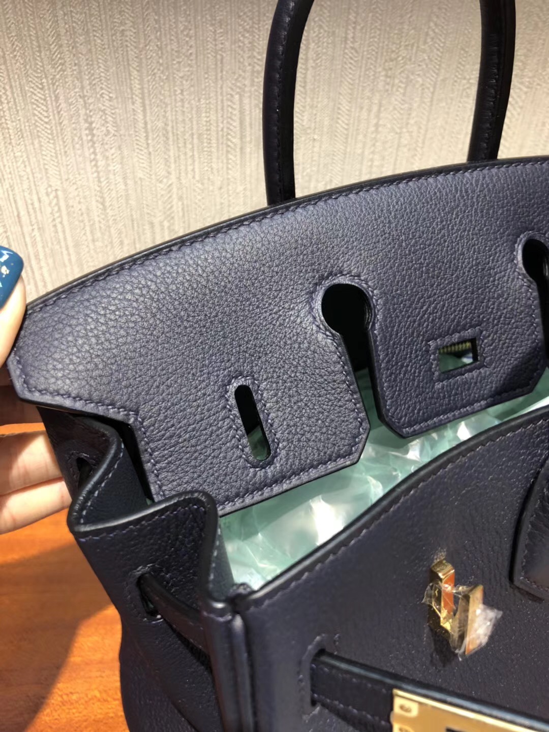 愛馬仕包包加拿大官網 Hermes Birkin 25cm Bag 2Z午夜藍 Togo小牛皮 金扣