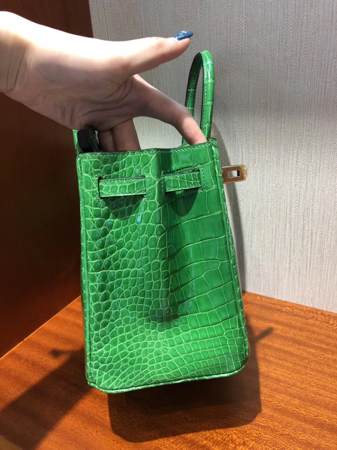 愛馬仕2018新款包包Hermes 1L仙人掌綠色 Birkin 25 方塊 美洲鱷魚完美紋路 金扣