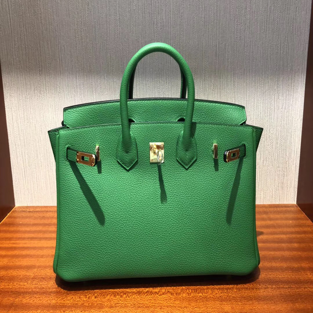 愛馬仕臺北寶麗廣場專賣店 Hermes 1K竹子绿 铂金包Birkin 25Togo皮 金扣